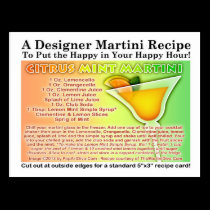 Citrus Mint Martini Recipe Postcard postcards
