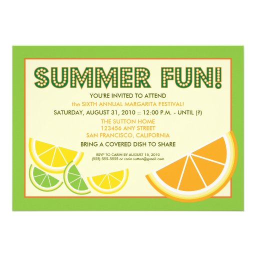 Citrus Summer Fun Cookout Invitation (green) (front side)