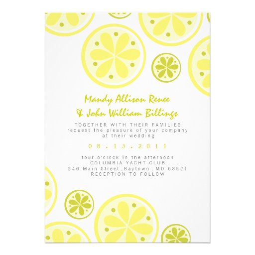 Citrus Wedding Invitation with Lemons and Limes