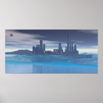 City at Dusk Surreal Poster posters