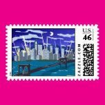 City at Night Postage Stamps