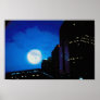 City at night with moon poster