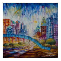 City at Peace Abstract - Canvas Print posters