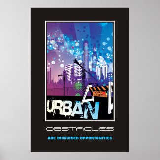 City buildings urban Obstacles motivational poster print