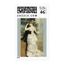 City Dance by Renoir, Vintage Impressionism Art Postage Stamp