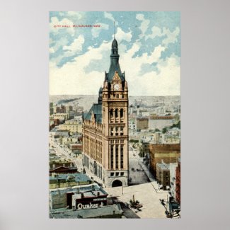 City Hall Milwaukee WI Repro Vintage 1911 print
