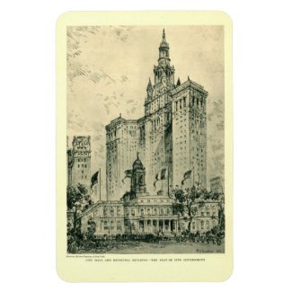 City Hall, New York City Vintage Rectangle Magnet