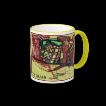 CITY ISLAND red mugs