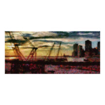 City - NY - Overlooking the Hudson Rack Card Design
