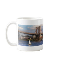 City - NY - Sailing under the Brooklyn Bridge Coffee Mugs