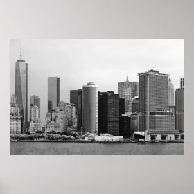 City - NY - The financial district - BW Poster