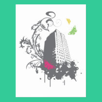 City of butterflies (grey) postcards