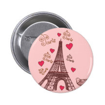 City of Love Paris Pinback Buttons