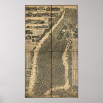 City of New York 1879 Antique Panoramic Map posters