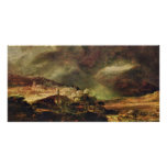 City On A Hill In Stormy Weather By Rembrandt Customized Photo Card