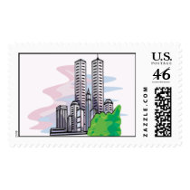 city scene postage