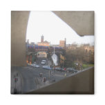 City Scene Through Cracked Panel Magnet