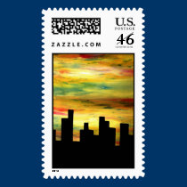 city silhouette postage