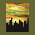 city silhouette postcards
