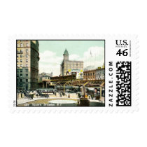 City Square, Brooklyn NY, 1908 Vintage Postage Stamps