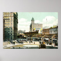City Square, Brooklyn NY, 1908 Vintage Posters