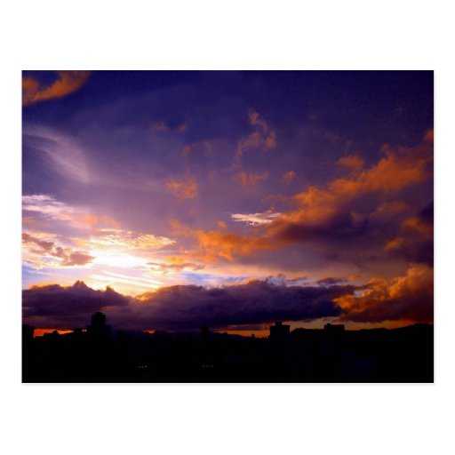 City sunset postcard