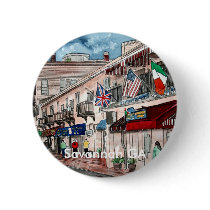Cityscape architecture historical art, Savannah GA buttons