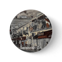 Cityscape architecture historical art, Savannah GA buttons