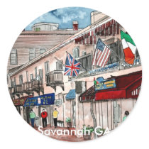 Cityscape architecture historical art, Savannah GA stickers
