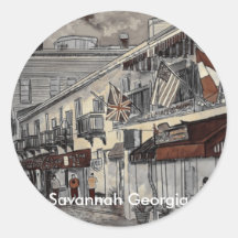 Cityscape architecture historical art, Savannah... Sticker