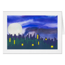 Cityscape at Night Greeting Card
