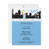 Cityscape Baby Boy Shower Invitation