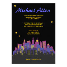 CITYSCAPE Bar Bat Mitzvah Invitation Invite