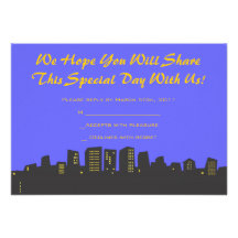 CITYSCAPE Bar Bat Mitzvah Invitation reply card