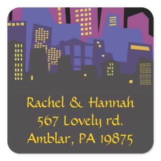 CITYSCAPE Bar Bat Mitzvah Invitation Sticker Seal sticker