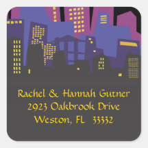 CITYSCAPE Bar Bat Mitzvah Invitation Sticker Seal