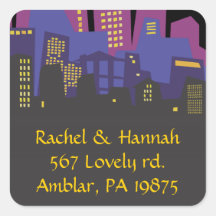 CITYSCAPE Bar Bat Mitzvah Invitation Sticker Seal