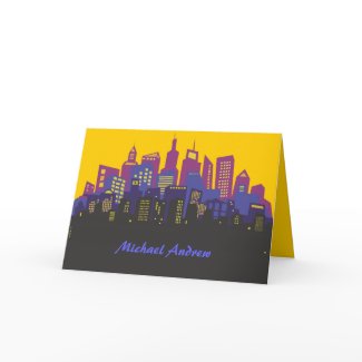 CITYSCAPE Bar Bat Mitzvah Thank You Card zazzle_card