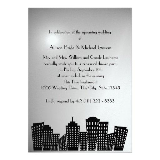 Cityscape Rehearsal Dinner Personalized Announcement