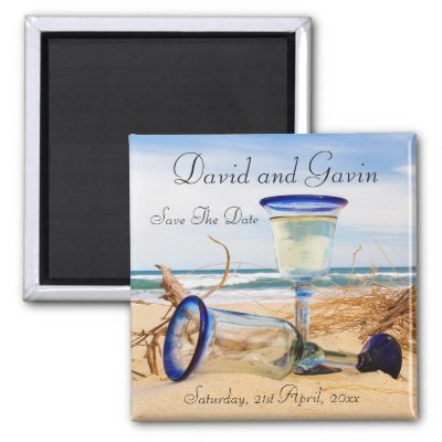 Civil Ceremony Save The Date Beach Wedding Refrigerator Magnet by TwoGrooms
