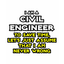 Civil Engineer...Assume I Am Never Wrong Shirts