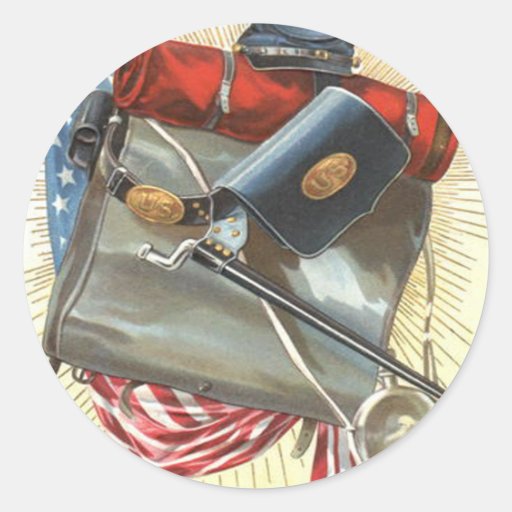 Civil War US Flag Canteen Classic Round Sticker Zazzle