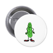 CL- Funny Pickle Man Cartoon Buttons
