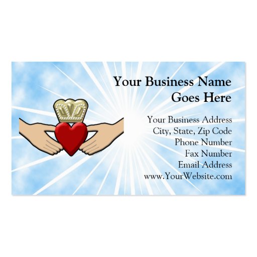 Claddagh Graphic with Red Heart Business Card Template (front side)