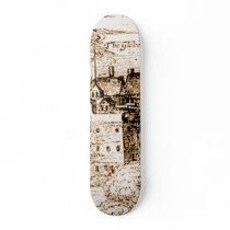Claes Jansz Visscher Globe Theatre Engraving skateboards by shakespeareshoppe Claes Jansz Visscher Globe Theatre Engraving skateboards