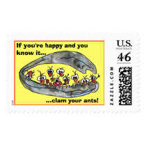 Clam your ants custom postage stamps by zooogle Clam your ants custom postage stamps