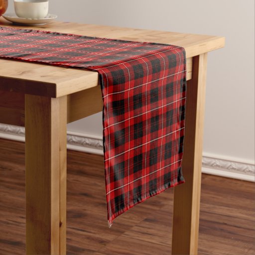 Clan Cunningham Red and Black Scottish Tartan Short Table Runner Zazzle