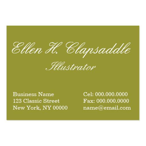 Clapsaddle: Angel Playing Harp Business Cards (back side)