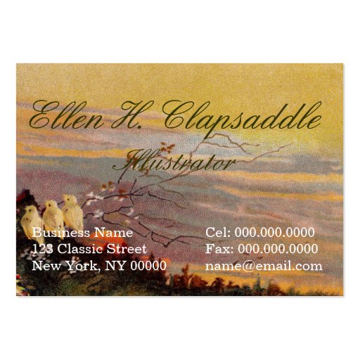 Clapsaddle: Little Cherub with Flute and Birds Business Cards (back side)