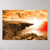 clare cliff edge view sunset poster